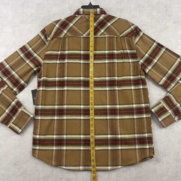 Brixton Bowery Flannel Over Shirt Mens M Brown Plaid Vegan Wool NEW - Picture 8 of 15